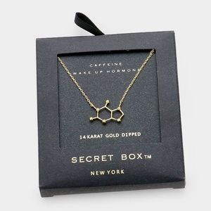 NWT 14k Gold Dipped Caffeine Molecule Necklace